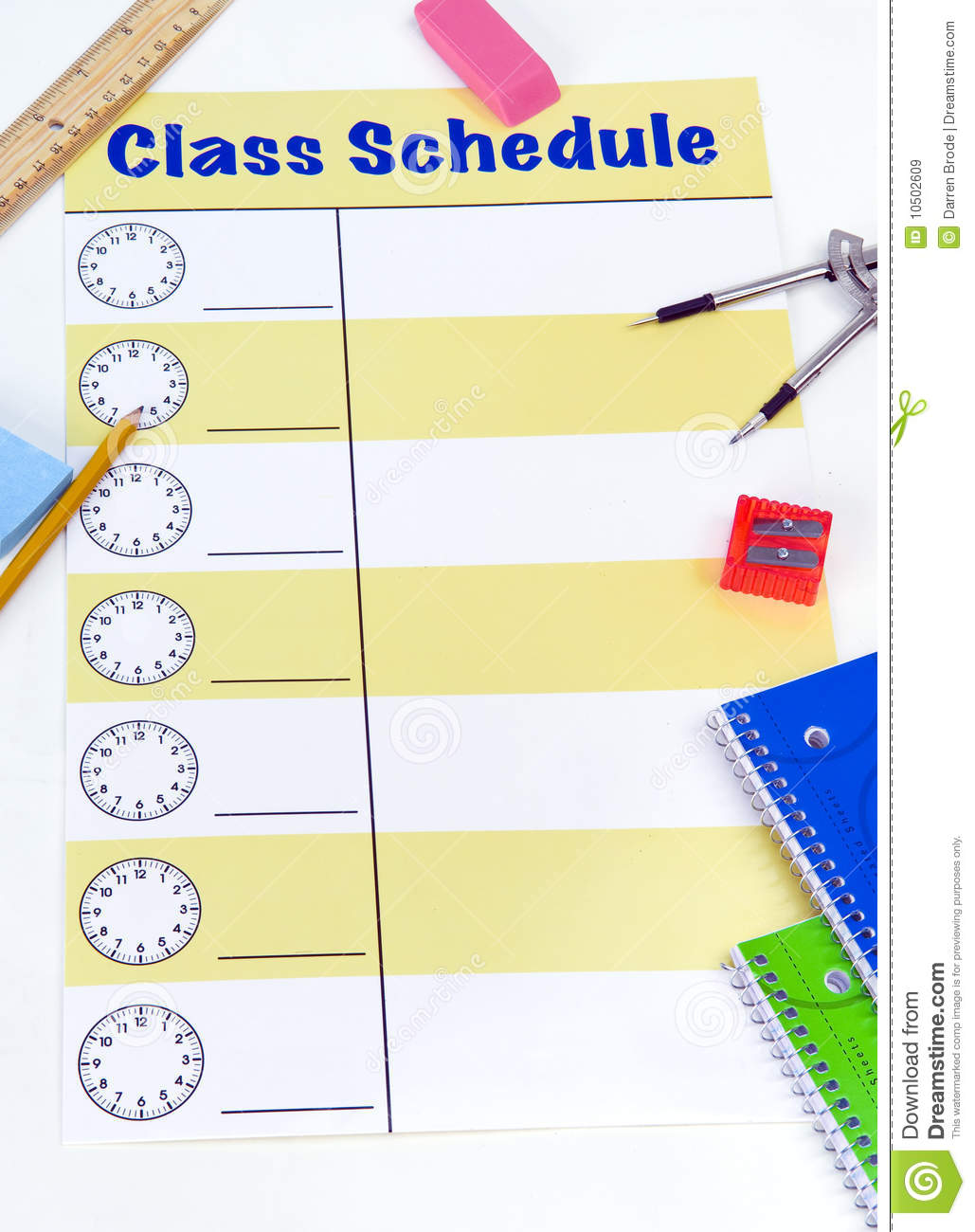 Class Schedule Blank Royalty Free Stock Images   Image  10502609