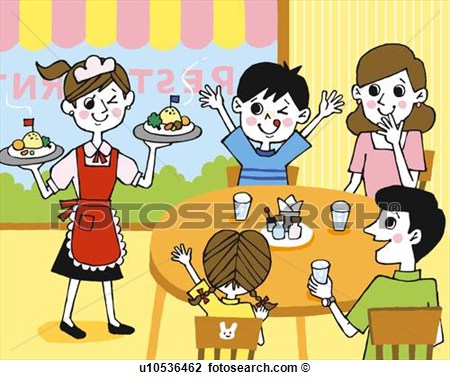 Clip Art Of Family At Restaurant Painting Illustration Illustrative