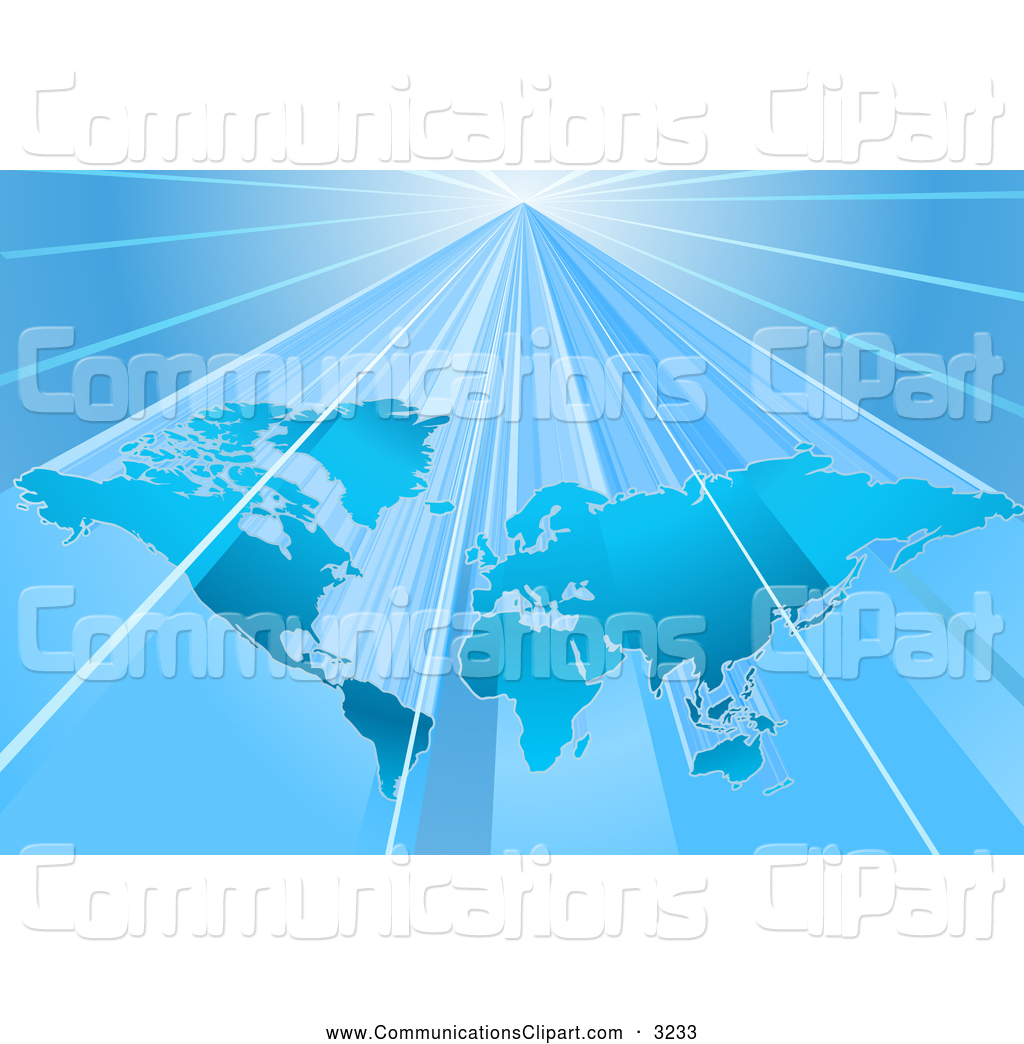 Clipart Of A Pretty Blue World Map Over A Lighter Blue Background    