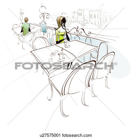 Clipart Of Woman Sitting On A Chair In A Restaurant U27575001   Search