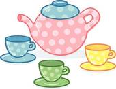 Cute Classic Style Tea Pot And Cups Illustration   Clipart Graphic
