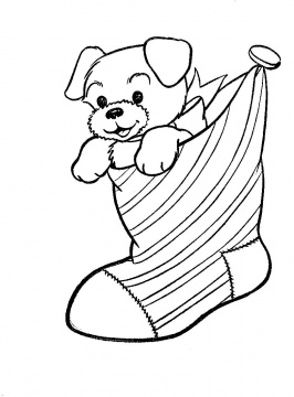Cute Puppy In Christmas Stockings Coloring Pages