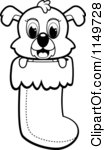Dog In Stocking Colouring Pages  Page 3