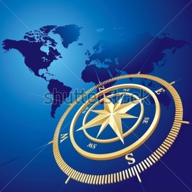 Finance   Gold Compass With World Map Background Vector Illustration