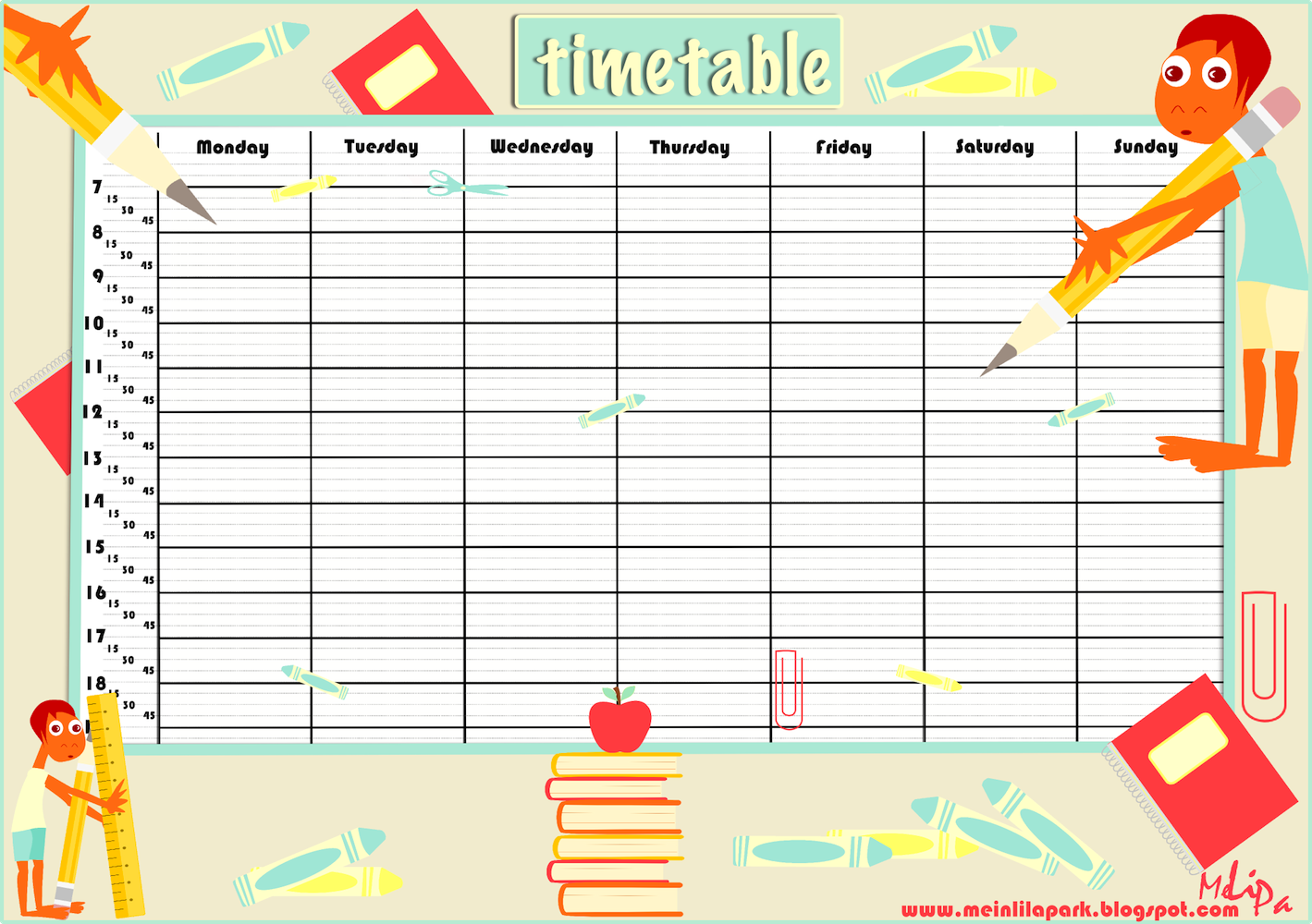 Free Printable School Timetable And School Scrabpooking Embellishment
