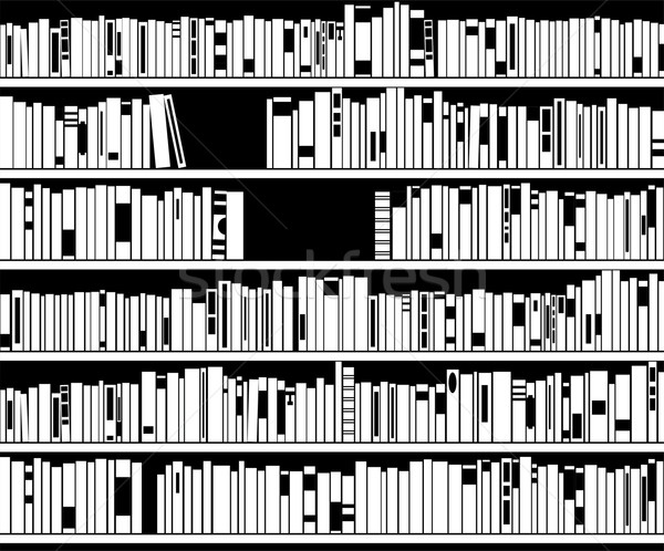 Illustration   Vector Illustration Of Black And White Modern Bookshelf