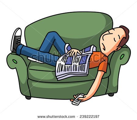 Lazy Man Sleep On Sofa   Stock Vector