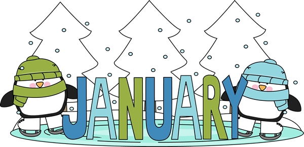 Month Of January Winter Penguins Clip Art Image   The Word January In