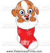     Of A Cartoon Happy Cute Puppy In A Christmas Stocking By Yayayoyo