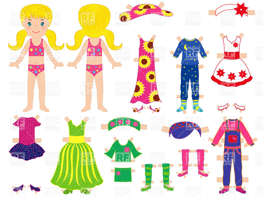 Paper Doll And Set Of Clothes   Childish Dressing Game 35988 Plants