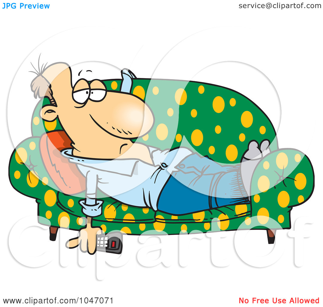 Royalty Free  Rf  Clip Art Illustration Of A Cartoon Lazy Man Watching