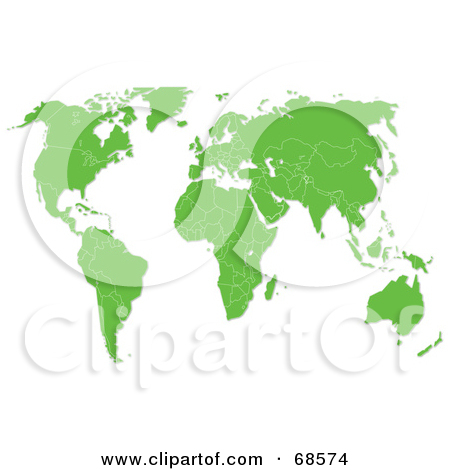 Royalty Free  Rf  Clipart Illustration Of A Green World Map With White