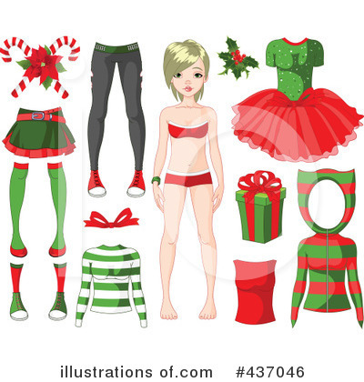 Royalty Free  Rf  Paper Doll Clipart Illustration By Pushkin   Stock