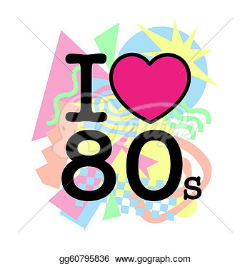 Stock Illustration   I Love 80 S Old Style With Differents Colored
