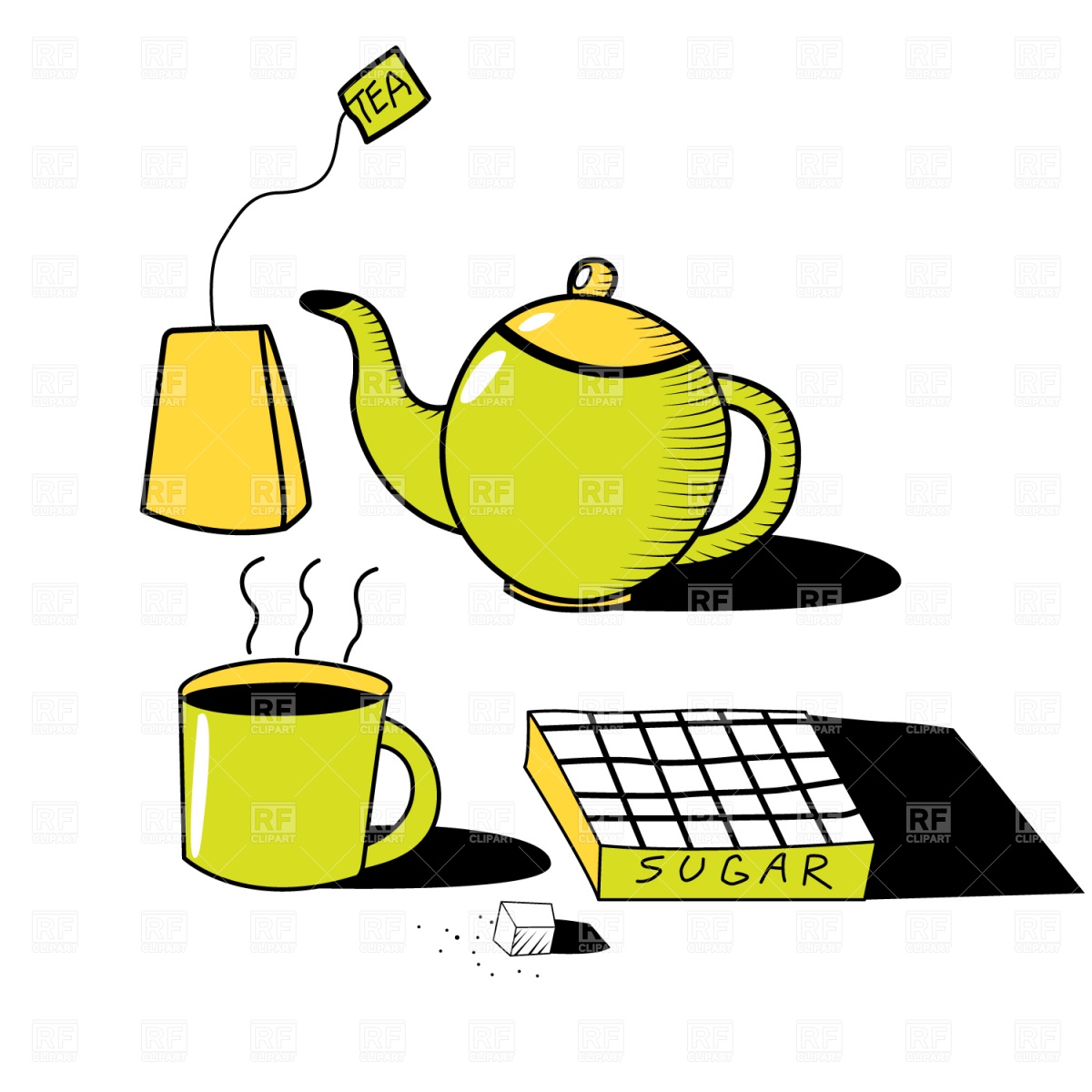 Tea Set   Teapot Sugar And Cup Download Royalty Free Vector Clipart