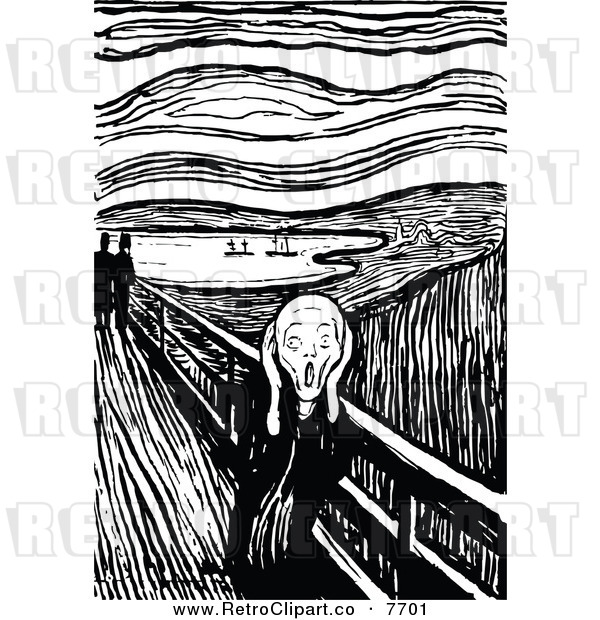 Vector Clipart Of A Retro Black And White Screaming Man The Scream By