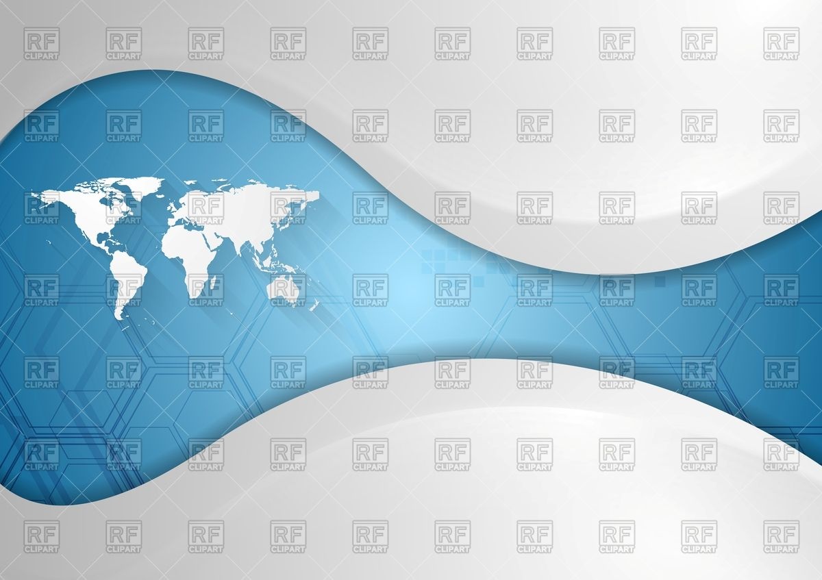 World Map On Blue Wave   Tech Background Download Royalty Free Vector