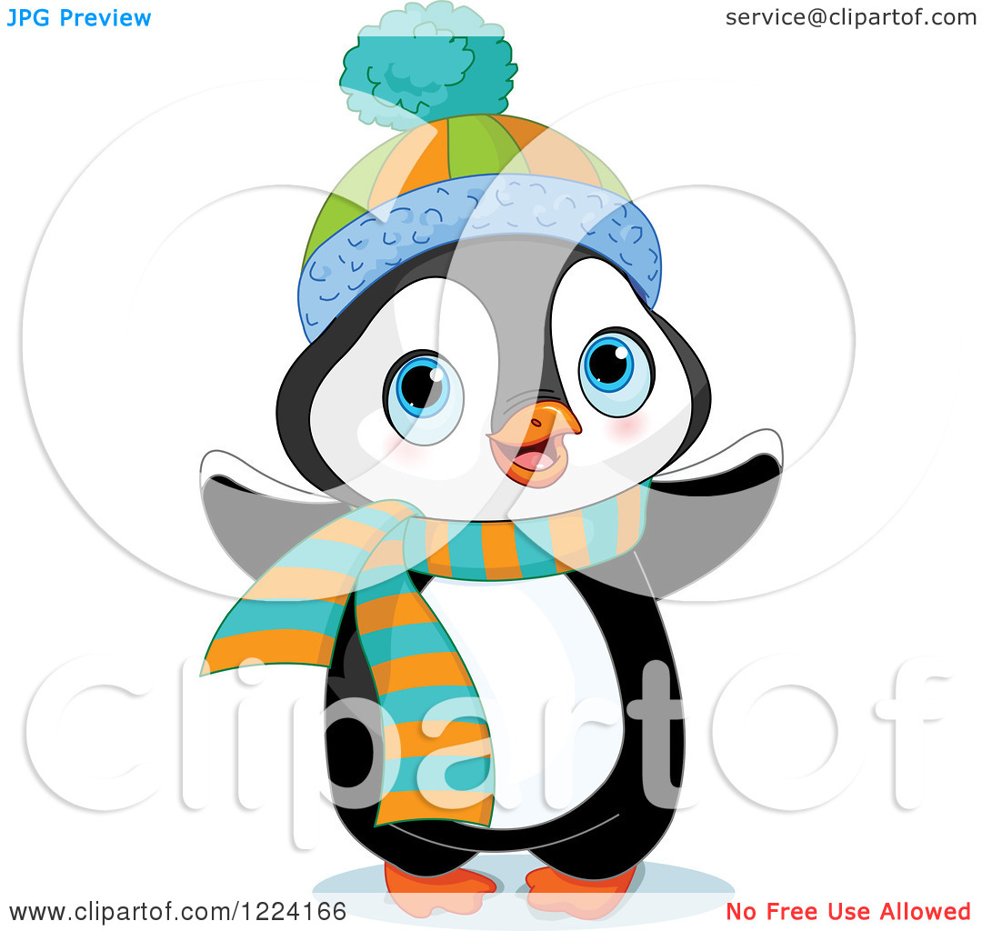 Baby Girl Penguin Clipart Of A Cute Baby Penguin With A Winter Hat And