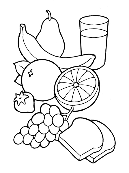 Black And White Illustration Of Some Healthy Food Including Various