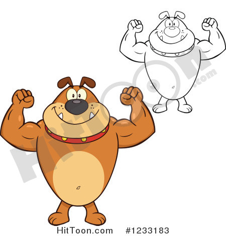 Bulldog Clipart  1233183  Strong Brown And Outlined Bulldog Flexing    