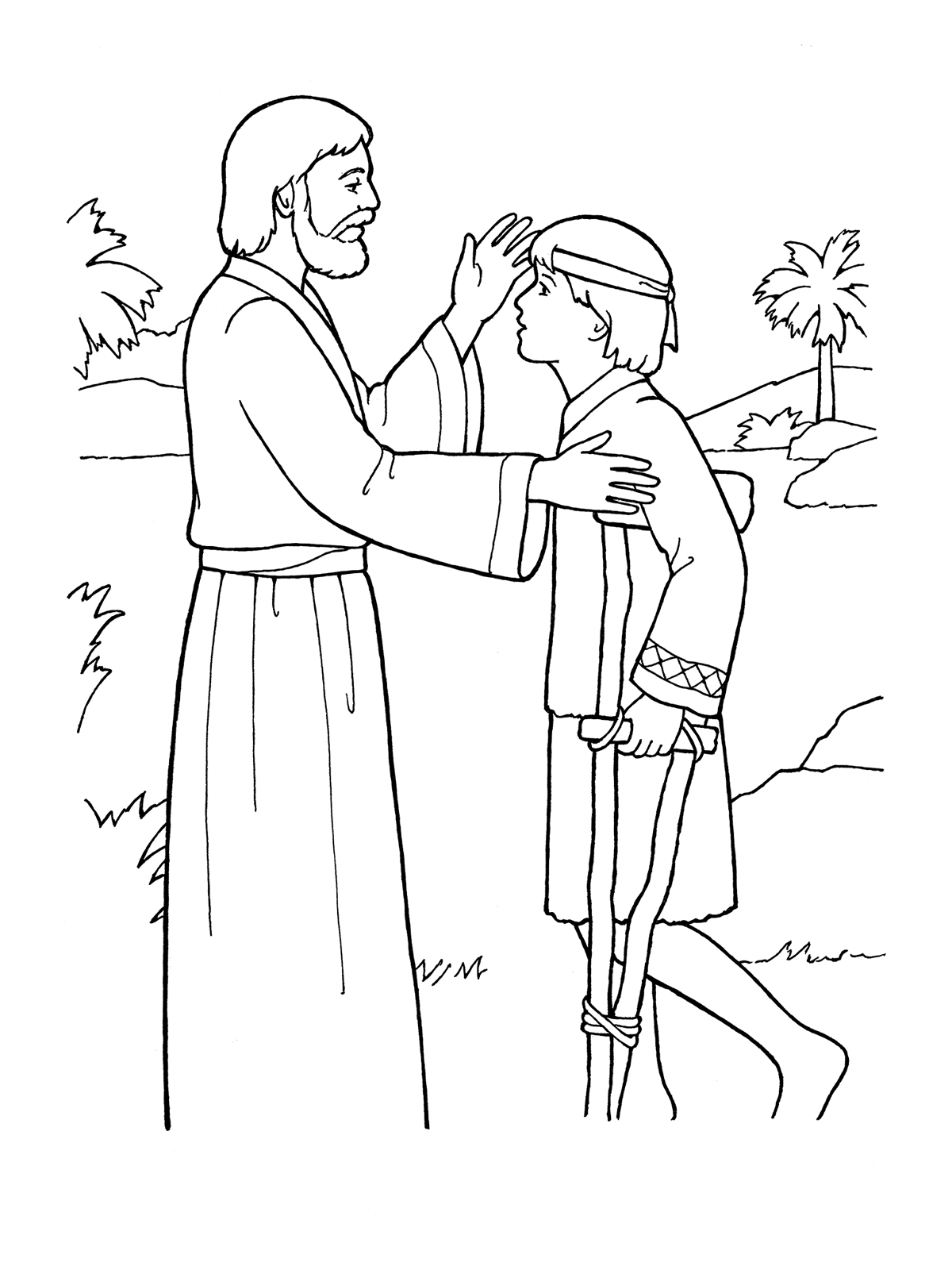 Coloring Page  Jesus Heals A Lame Boy   Jpg  Or Jesus Raises Jairus