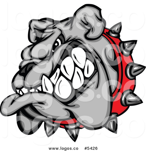     Free Vector Of A Logo Of A Vicious Gray Bulldog With A Spiked Collar