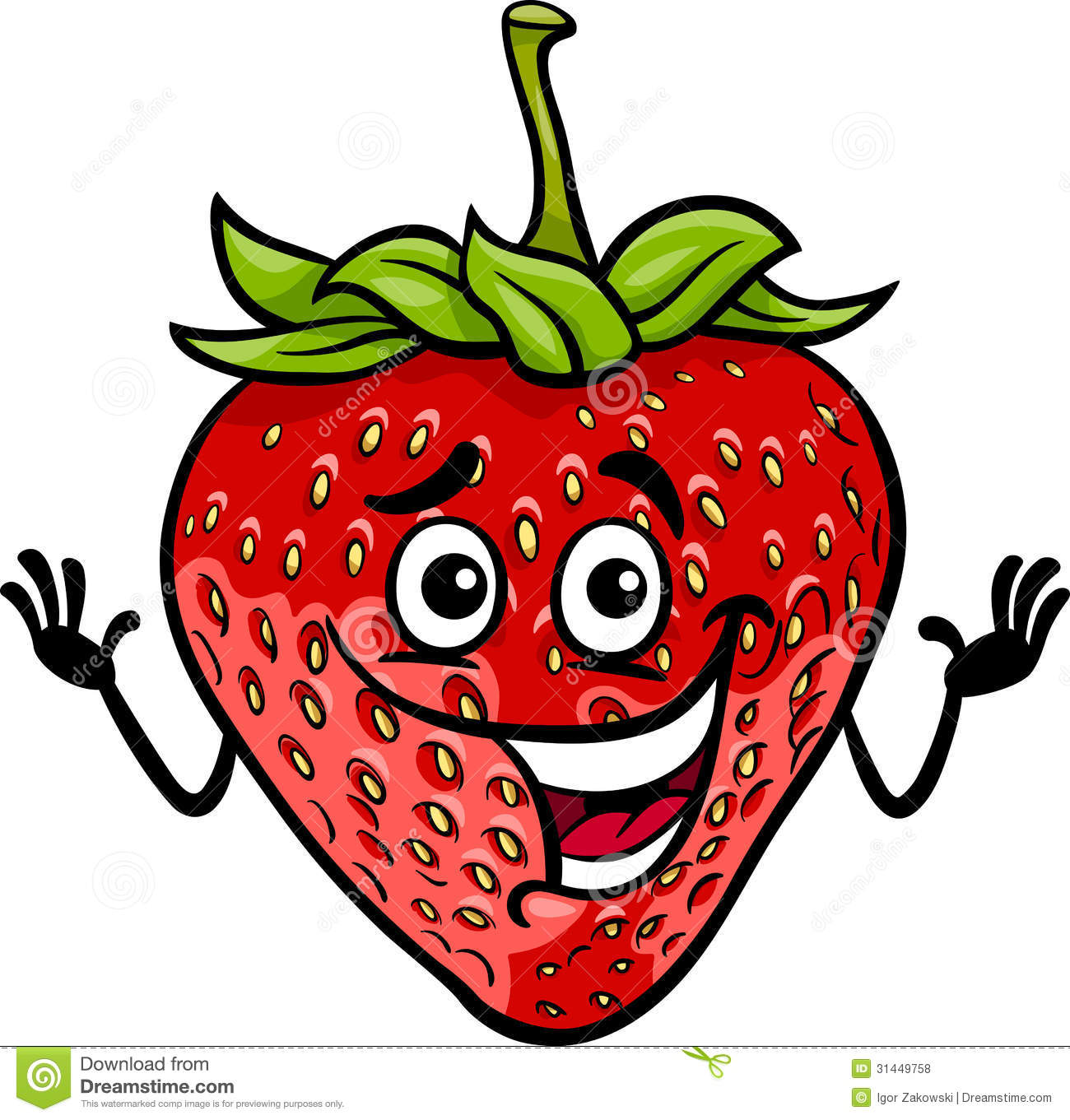 Funny Strawberry Fruit Cartoon Illustration Royalty Free Stock Photos