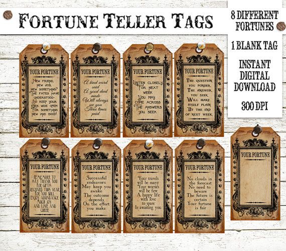 Halloween Witch Fortune Teller Tag Instant Digital Download Vintage P    