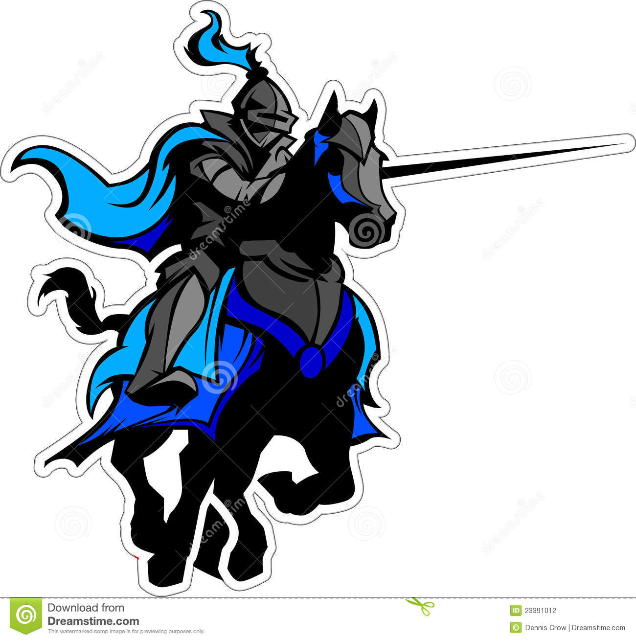 Jousting Blue Knight Mascot On Horse Stock Photography   Image