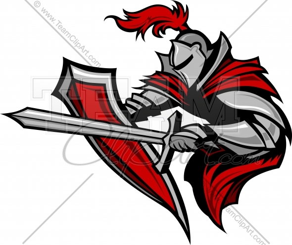 Knight Mascot With Sword And Shield Vector Clipart Image