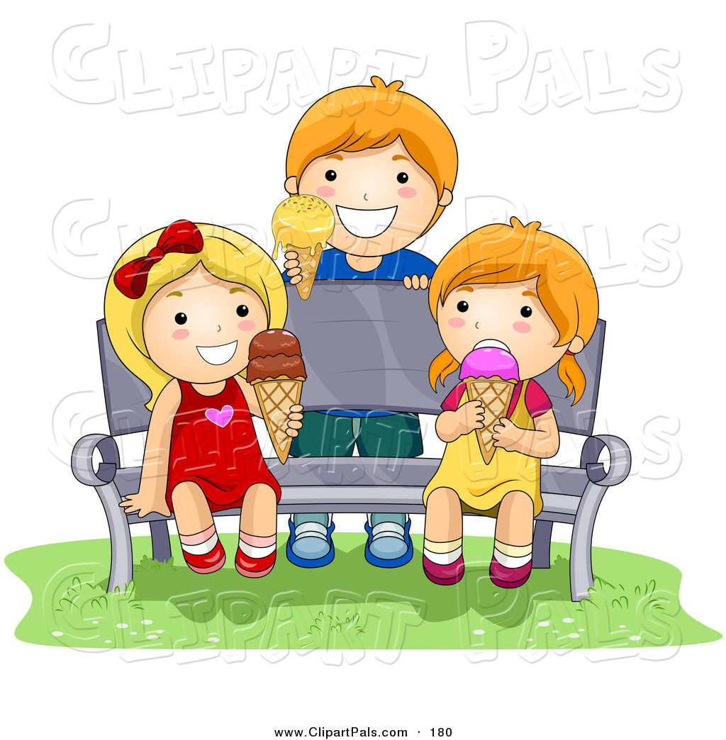 Larger Preview  Pal Clipart Of A Boy And Two Girls Eating Ice Cream