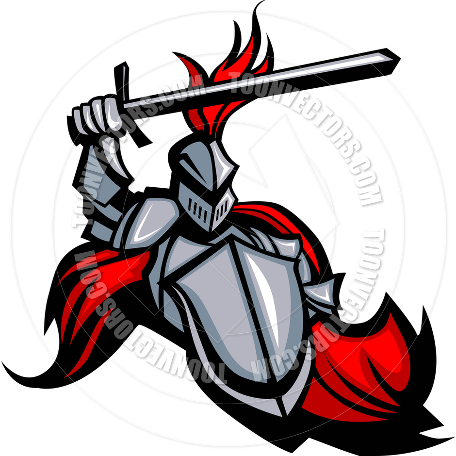 Medieval Knight With Sword And Shield Vector Mascot By Chromaco   Toon