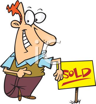 Real Estate Agent Standing By A Sold Sign   Royalty Free Clip Art