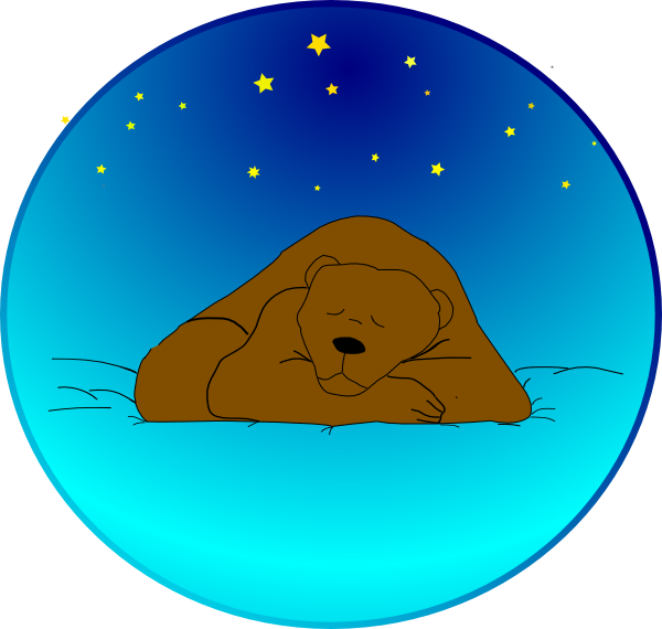 Sleeping Bear Under Stars   Circle Clip Art
