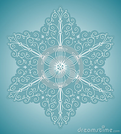 Snowflake For Your Design Six Sided Symmetric Line Art Ornament Made