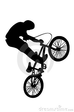 Bmx Rider Silhouette Isolated On White Royalty Free Stock Images