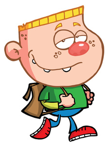 Child Clipart Image   Boy With Crew Cut Wearing A Backpack As He Walks
