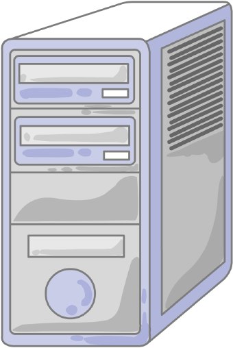 Clip Art Of A Grey Computer Tower Cpu With No Monitor Or Keyboard