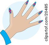 Clipart Illustration Of A Womans Hand With Gel Fingernails With Pink