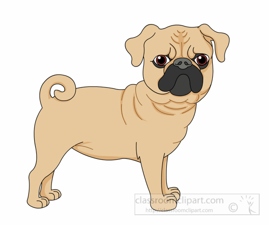 Dog Clipart   Pug Dog Curly Tail Clipart 6125   Classroom Clipart