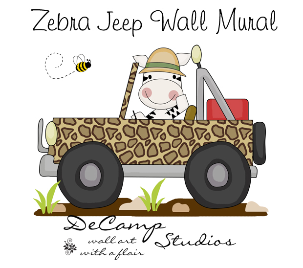 Jungle Jeep Clipart Zebra Jeep Mural Wall Decals