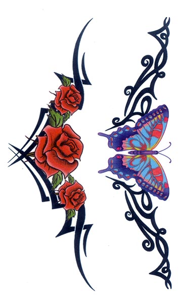 Of Temporary Tattoos Tribal Butterfly Rose Armband   Free Download
