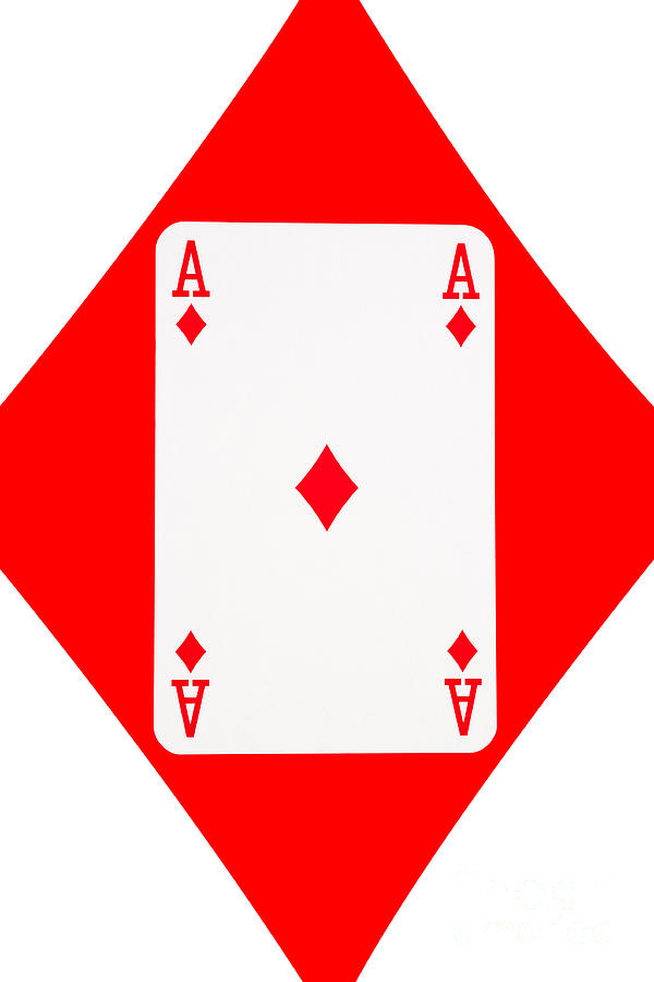 Playing Cards Ace Of Diamonds On White Background Photograph By