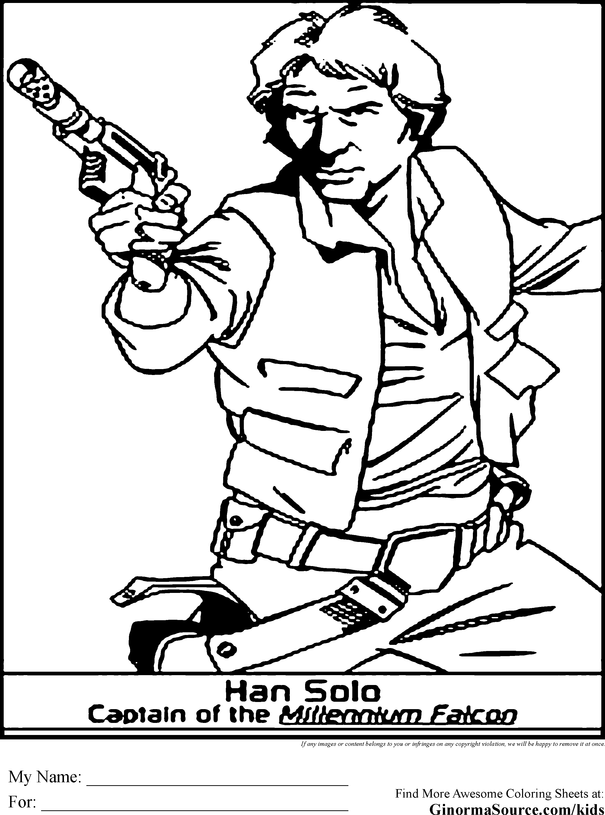 Star Wars Coloring Pages Han Solo   Ginormasource Kids