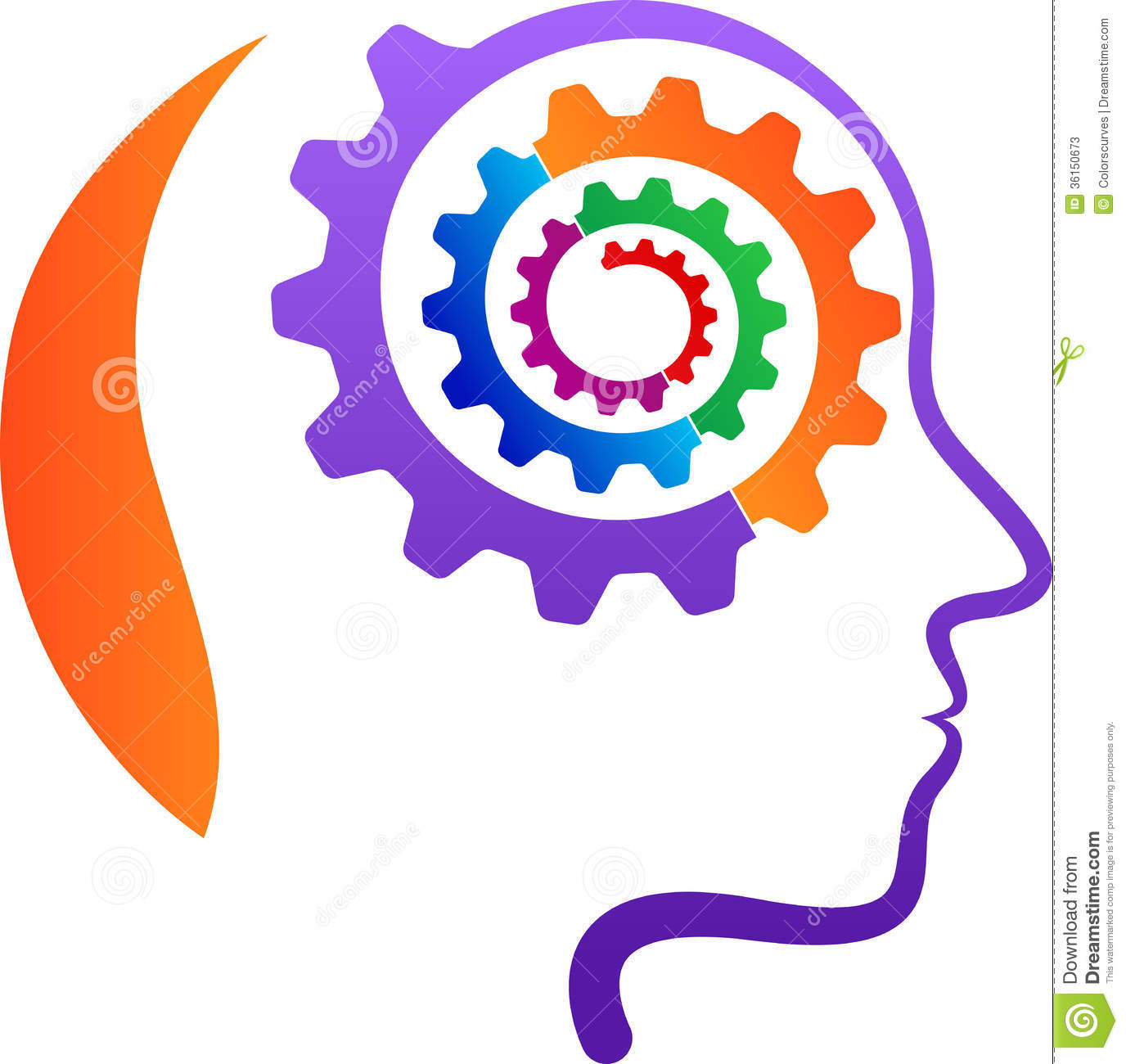 Vector Drawing Represents Head With Gear Mind Design