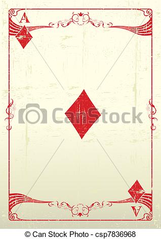 Vector Of Ace Of Diamonds Grunge Background   An Ace Of Diamonds With