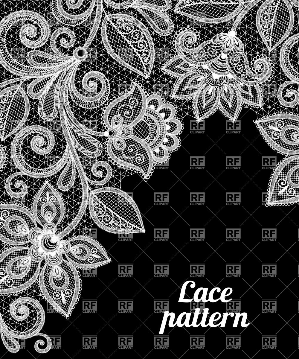 White Lace Floral Border On Black Background 28813 Download Royalty
