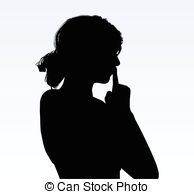 Woman Silhouette With Hand Gesture Hush Clipart