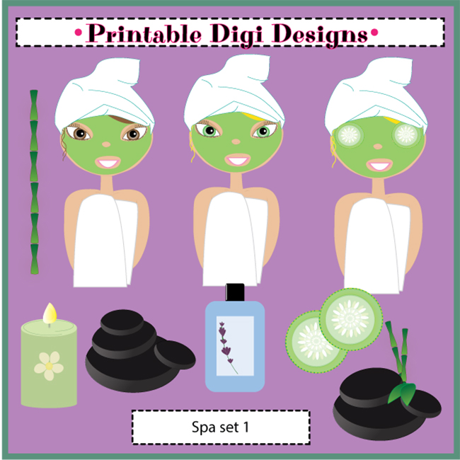 Day Spa Girls Beauty Graphics Clipart Set