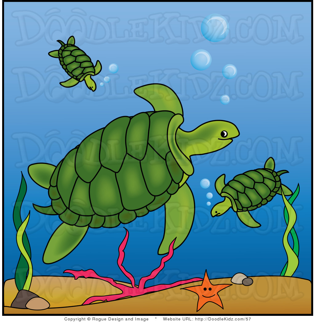 Doodle Clipart   Clip Art Illustration Of Mother Sea Turtle And Her